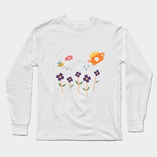 Spring Garden In Cute Hand Drawn Style Long Sleeve T-Shirt